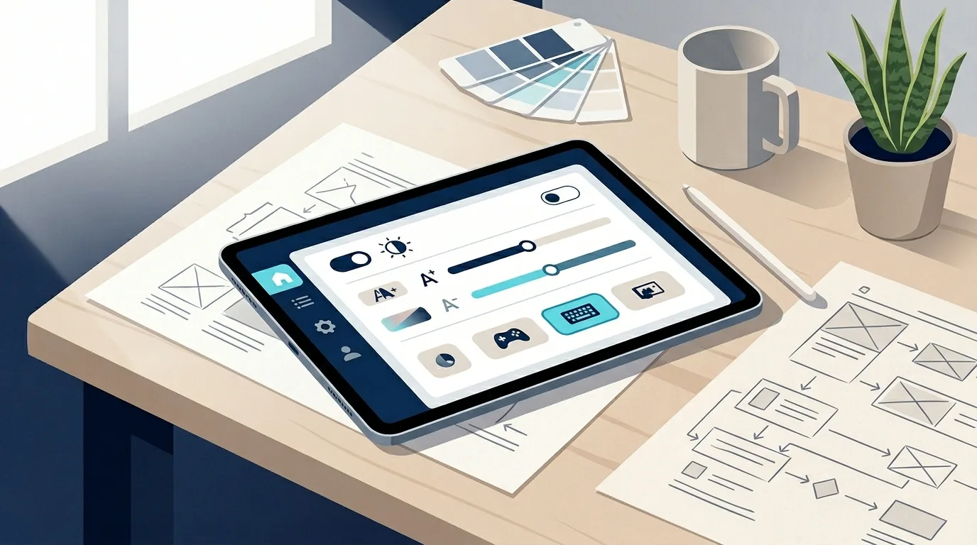 Editorial illustration for Design & Accessibility articles from Somaticore.
