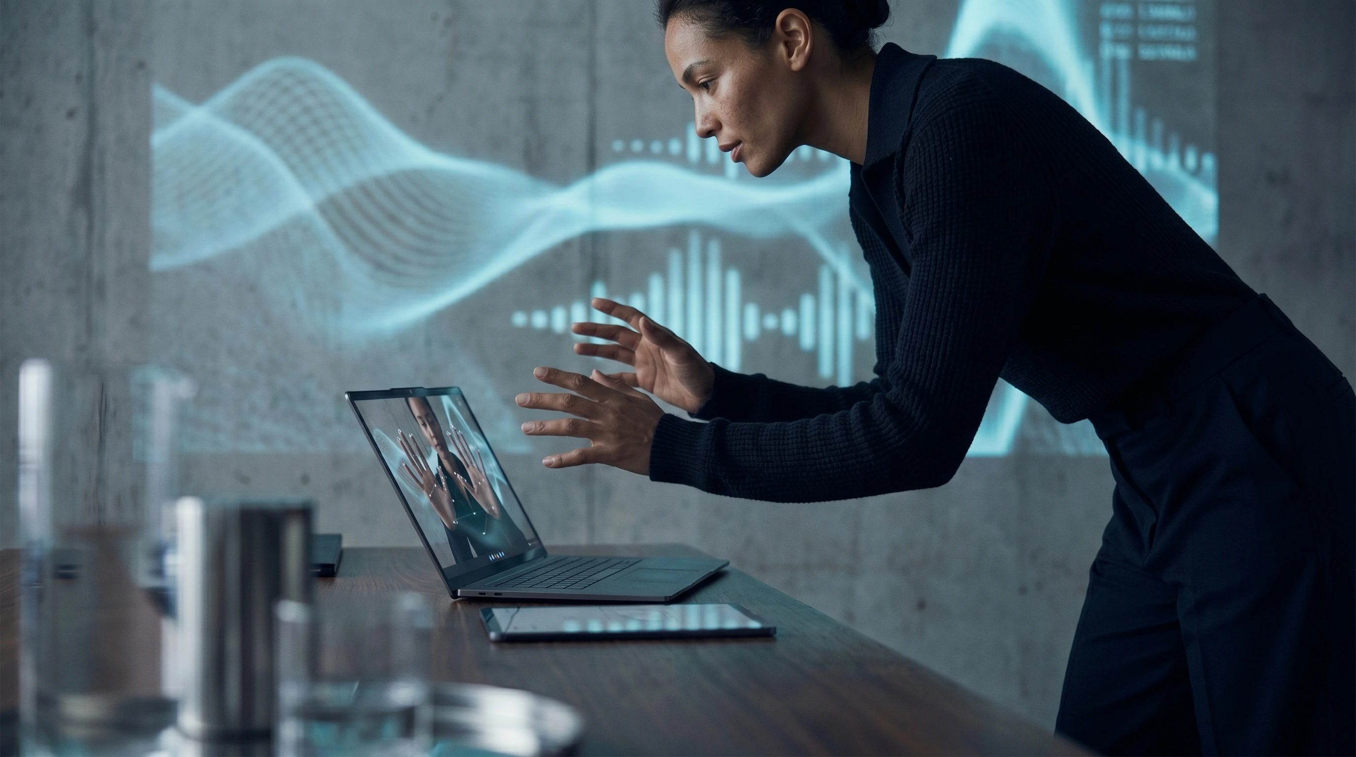 Person working with a laptop and tablet during a digital practice session